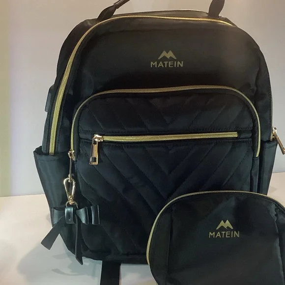 Matein Black Backpack and Pouch Set - Picture 3 of 9